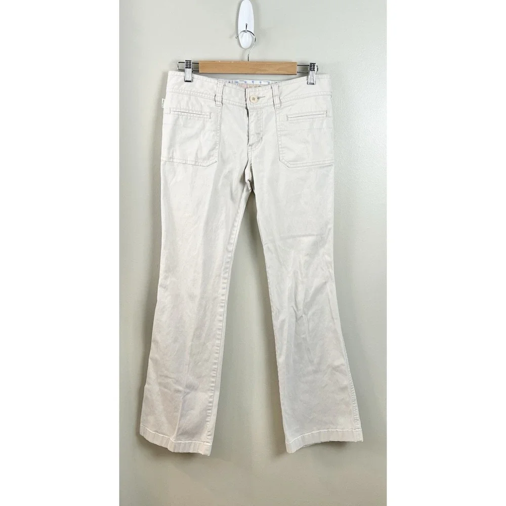 Hollister Y2K Chino Pants Women's 7‎ Low Rise Slit Pockets Coastal Wide Leg